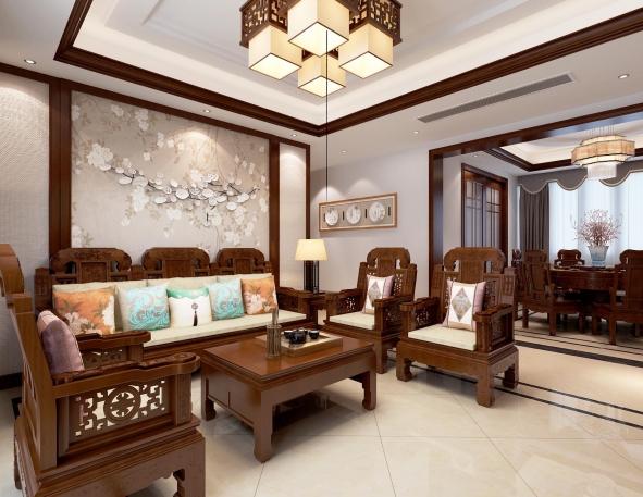 上海沙发，中式灯具